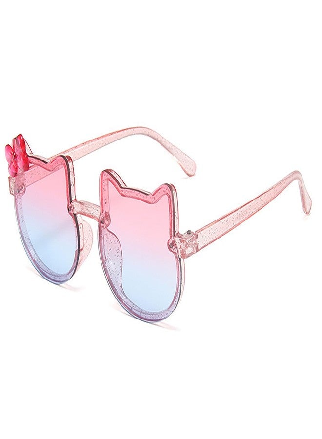 SYGA Kids Goggles, Modern Stylish Eyewears for Boy's and Girls, Colorful Cat Shape, Suitable for Age 3 to 8 Years (TransBlue&GrdientPink) (TransBlue&GrdientPink) - Image 1